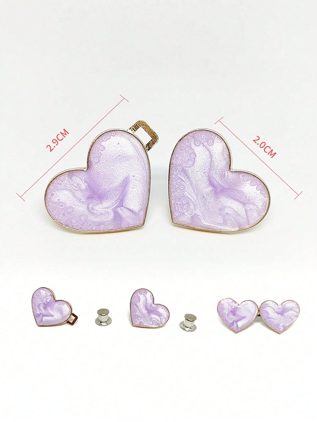 1 Pair Heart Shaped Adjustable Detachable Snap Fastener With Faux Pearl Metal