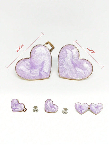 1 Pair Heart Shaped Adjustable Detachable Snap Fastener With Faux Pearl Metal
