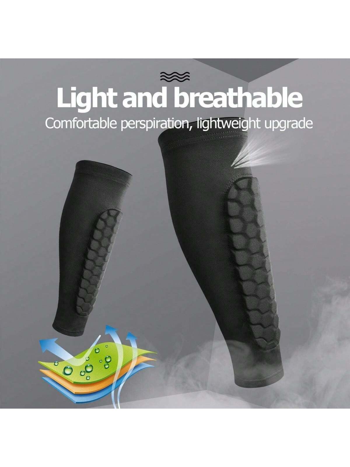 1 Pair Honeycomb Pattern Football Leg Sleeves, Anti-Slip Compression Leg Sleeves, Football Sports Accessories, Provide Support For Football Training