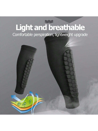 1 Pair Honeycomb Pattern Football Leg Sleeves, Anti-Slip Compression Leg Sleeves, Football Sports Accessories, Provide Support For Football Training