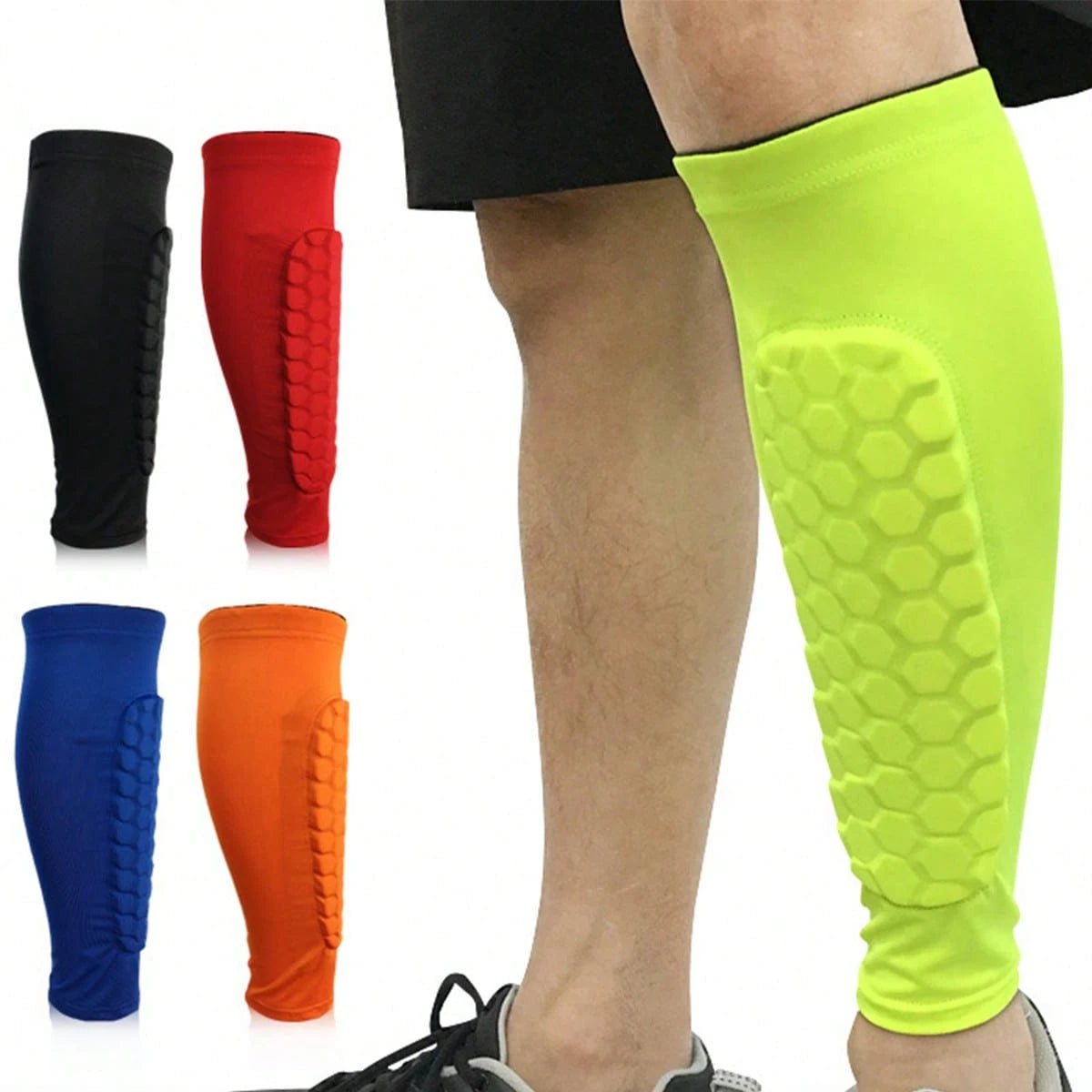 1 Pair Honeycomb Pattern Football Leg Sleeves, Anti-Slip Compression Leg Sleeves, Football Sports Accessories, Provide Support For Football Training