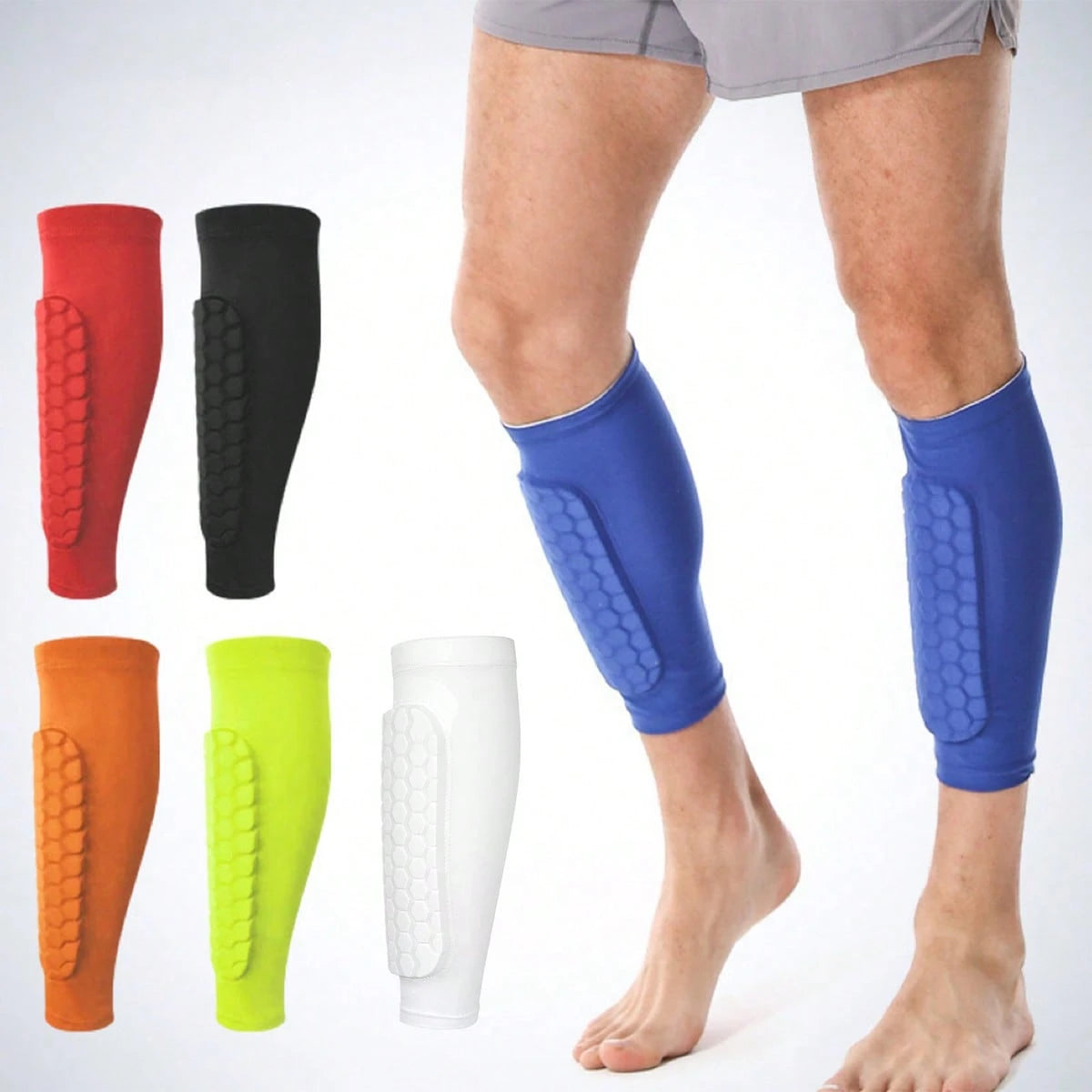 1 Pair Honeycomb Pattern Football Leg Sleeves, Anti-Slip Compression Leg Sleeves, Football Sports Accessories, Provide Support For Football Training