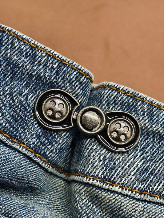1 Pair Of No-Sewing Buttons, Adjustable And Removable Waist Button For Jeans, Skirts, Trousers- Great Tool To Change Waist Size Without Making Holes