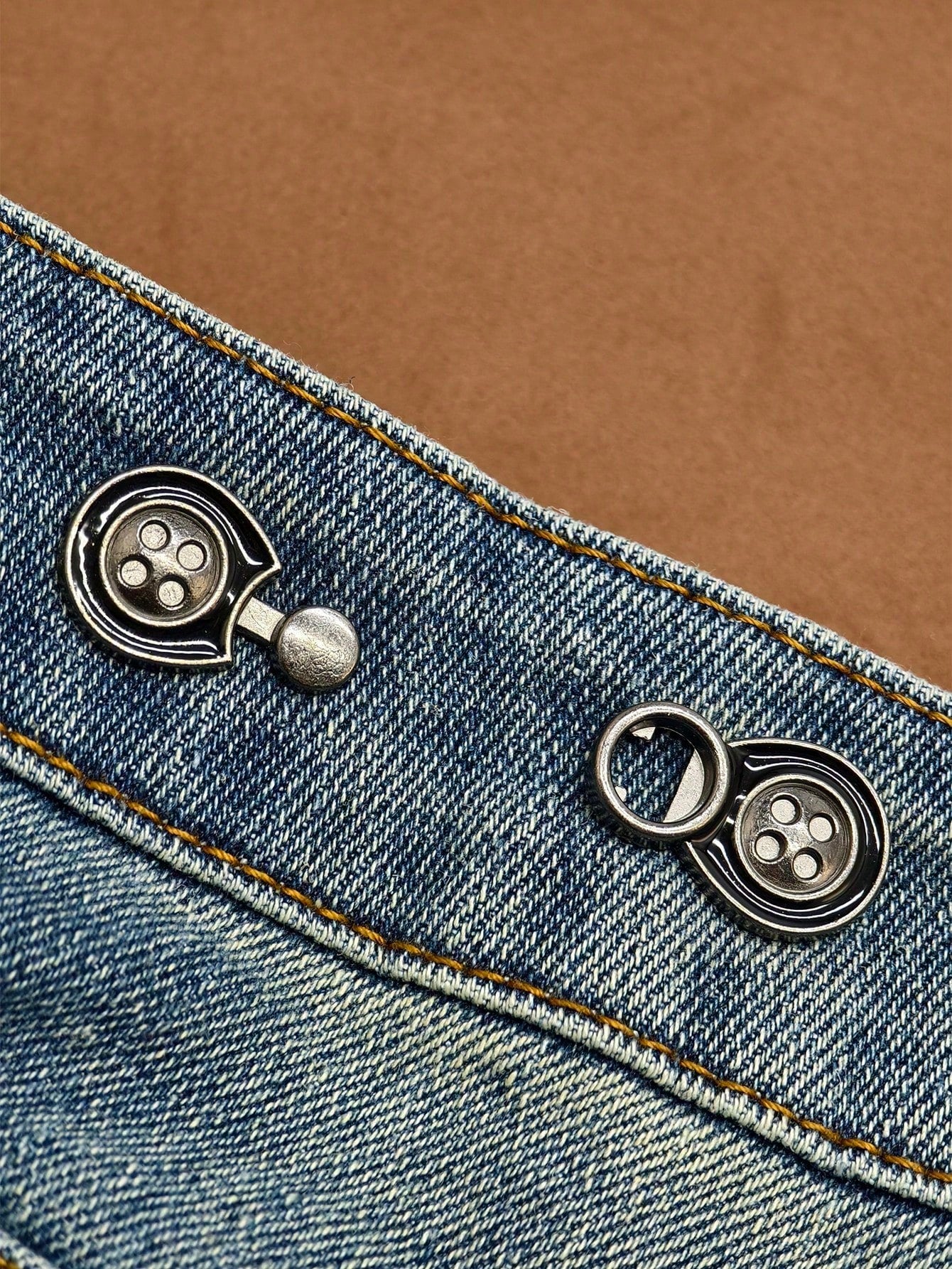 1 Pair Of No-Sewing Buttons, Adjustable And Removable Waist Button For Jeans, Skirts, Trousers- Great Tool To Change Waist Size Without Making Holes