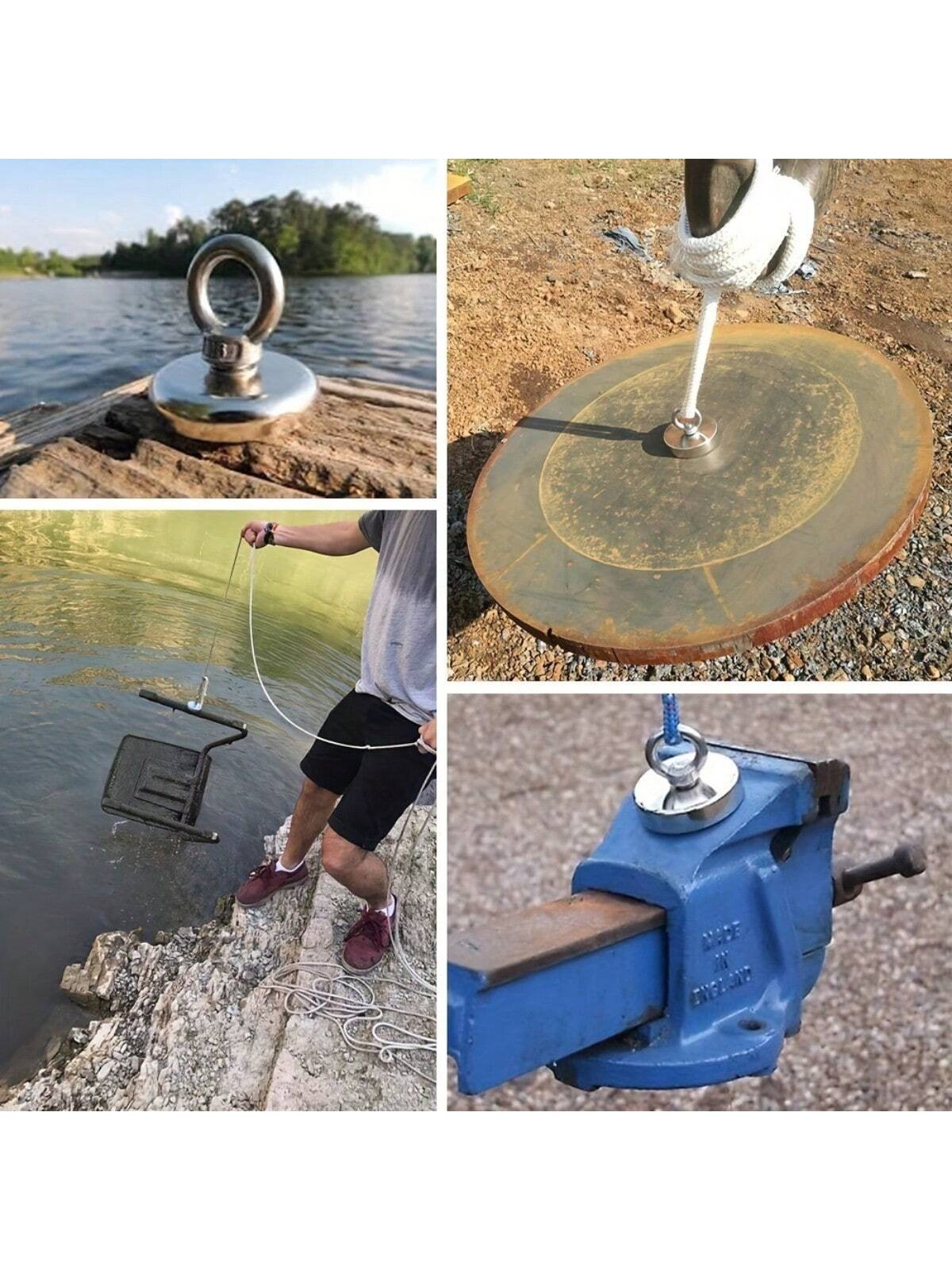 1 Pc Deep-Water Magnetic Iron Belt Lifting Ring Capable Of Withstanding 140kg Pulling Force, Fishing And Salvage Magnet, Single-Sided Circular Neodymium Iron Boron Anti-Collision Pot Magnetic Strong S