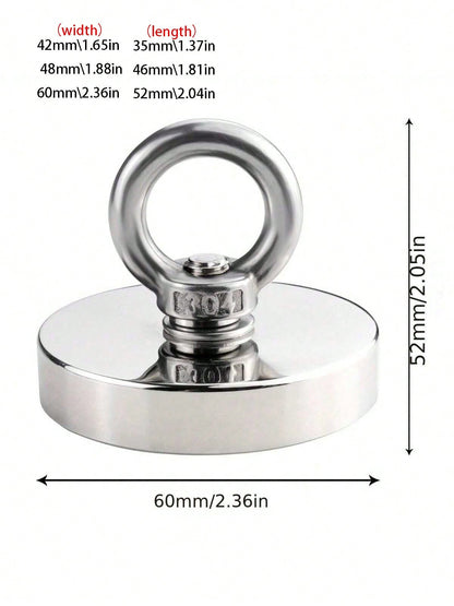 1 Pc Deep-Water Magnetic Iron Belt Lifting Ring Capable Of Withstanding 140kg Pulling Force, Fishing And Salvage Magnet, Single-Sided Circular Neodymium Iron Boron Anti-Collision Pot Magnetic Strong S