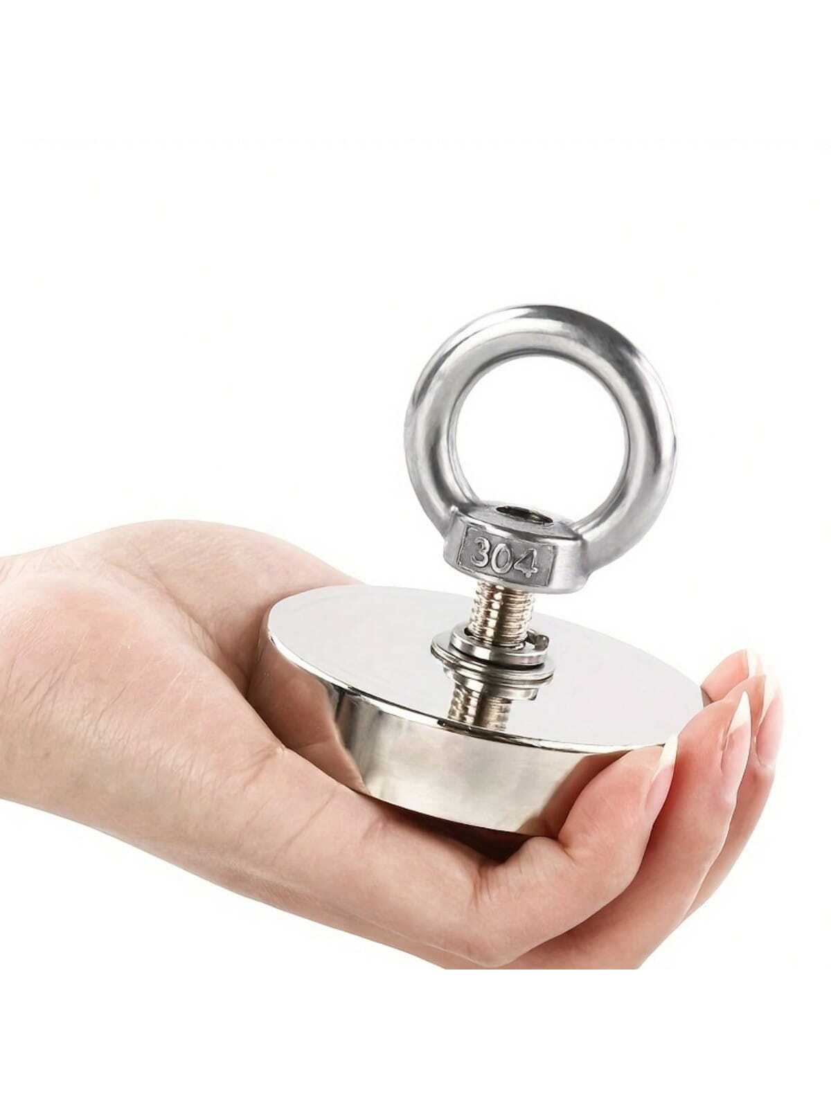 1 Pc Deep-Water Magnetic Iron Belt Lifting Ring Capable Of Withstanding 140kg Pulling Force, Fishing And Salvage Magnet, Single-Sided Circular Neodymium Iron Boron Anti-Collision Pot Magnetic Strong S