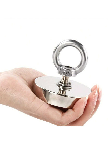 1 Pc Deep-Water Magnetic Iron Belt Lifting Ring Capable Of Withstanding 140kg Pulling Force, Fishing And Salvage Magnet, Single-Sided Circular Neodymium Iron Boron Anti-Collision Pot Magnetic Strong S