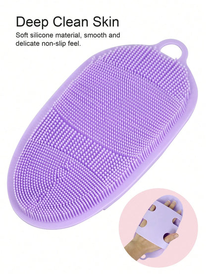 1 Pc Silicone Bath Brush For Peeling Exfoliating Body Cleaning Scrub Rub Dead Skin Gloves For Shower Body Brush Towel SPA Foam Body Massage,Silicone Body Scrubber,That's Easy To Clean, Lathers Well, B