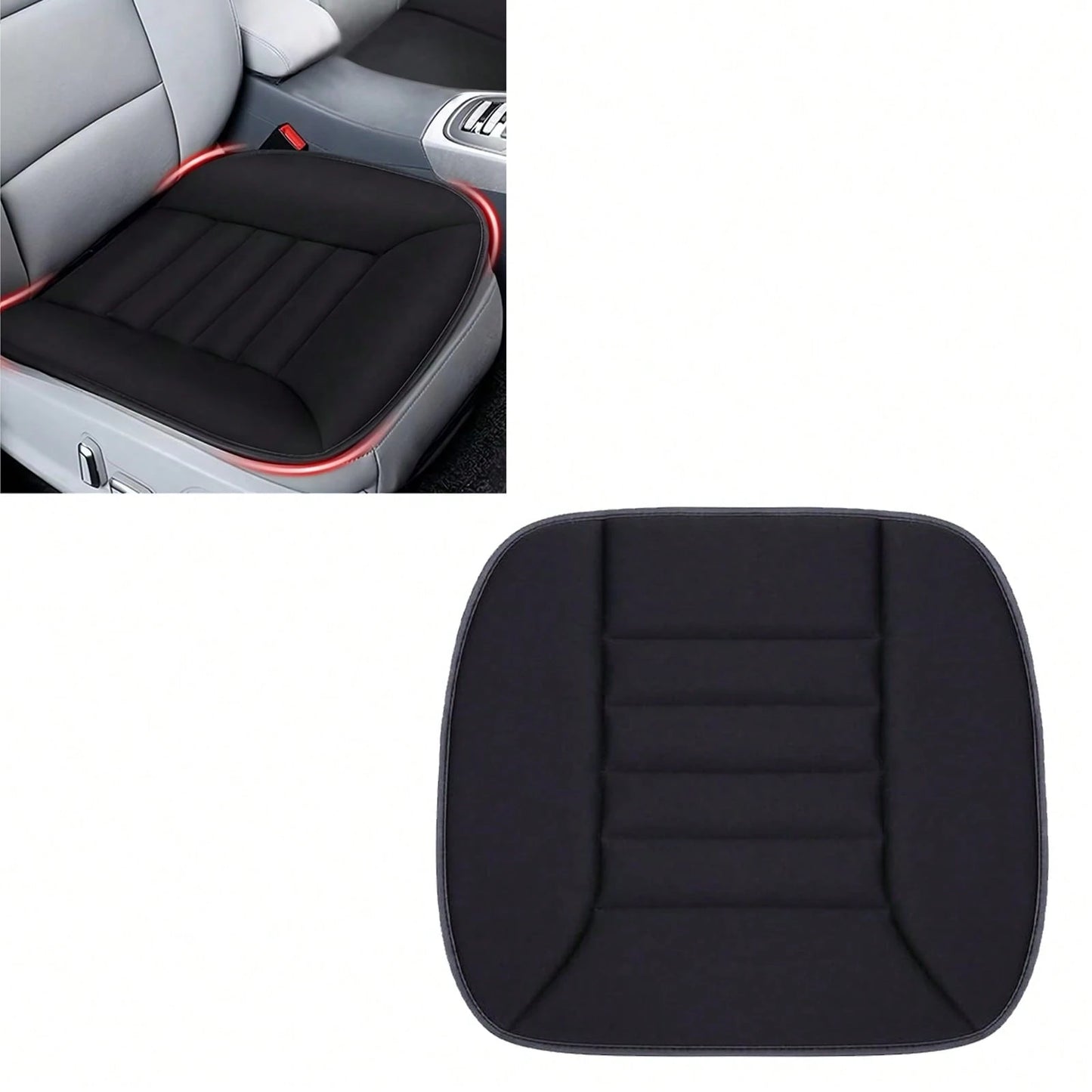 1 Pcs/2 Pcs Car Seat Breathable Cushion Driver Seat Cushion, Memory Foam Automotive Butt Cushion With Non-Slip Silicone Bottom, Comfort Driver Seat Protector For Car, Office Chair And Home Chair (Blac
