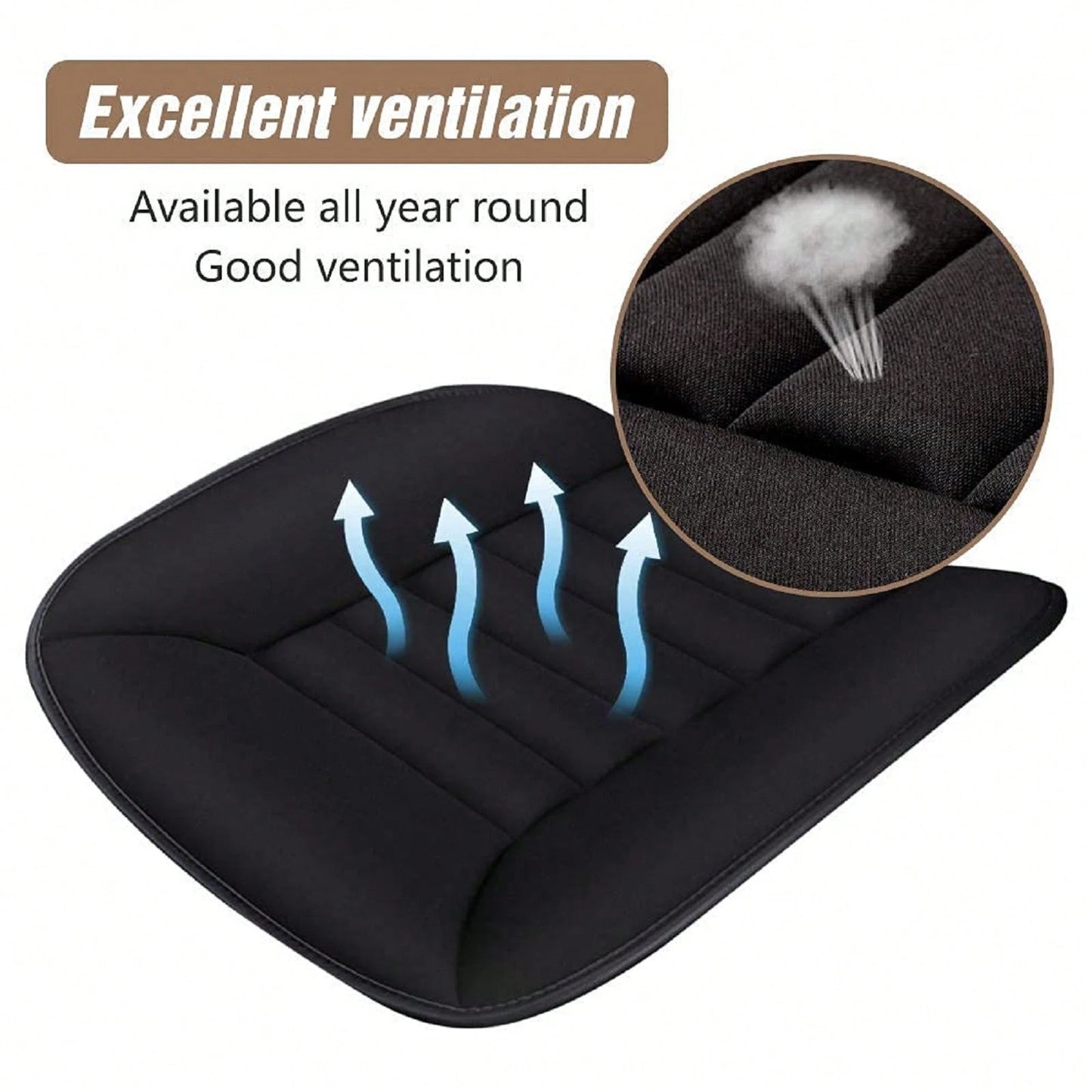 1 Pcs/2 Pcs Car Seat Breathable Cushion Driver Seat Cushion, Memory Foam Automotive Butt Cushion With Non-Slip Silicone Bottom, Comfort Driver Seat Protector For Car, Office Chair And Home Chair (Blac