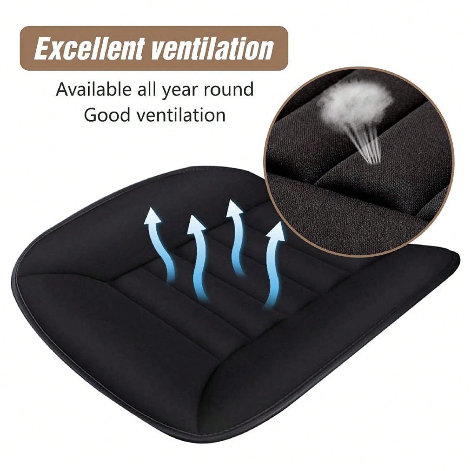 1 Pcs/2 Pcs Car Seat Breathable Cushion Driver Seat Cushion, Memory Foam Automotive Butt Cushion With Non-Slip Silicone Bottom, Comfort Driver Seat Protector For Car, Office Chair And Home Chair (Blac
