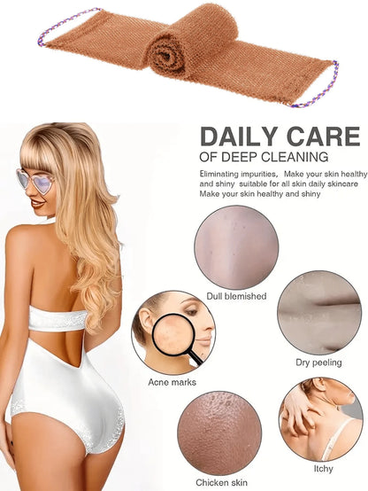 1 Piece African Exfoliating Net Sponge, African Bathing Back Scrubbers, Shower Net Body Scrubber With Pull Strap