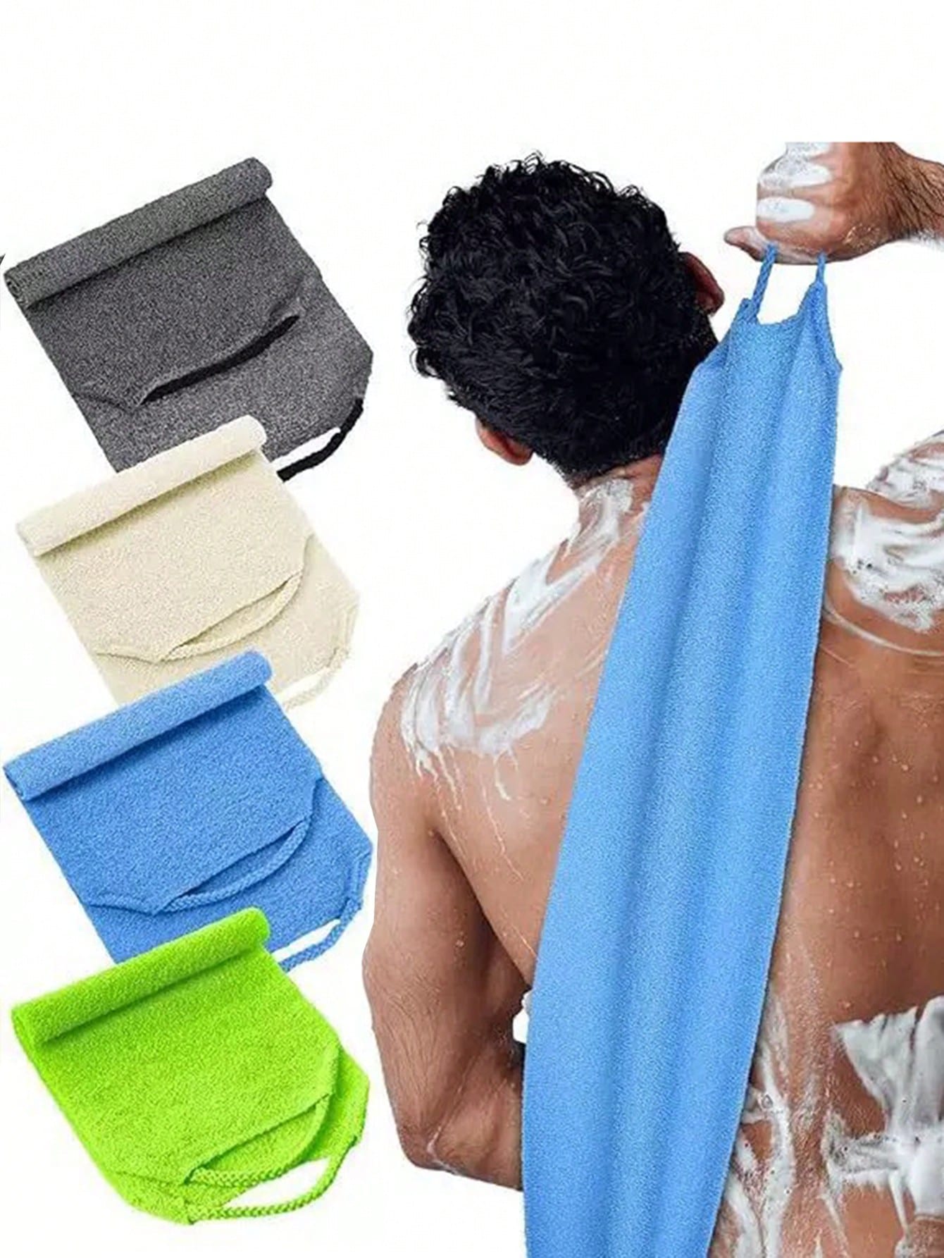 1 Piece African Exfoliating Net Sponge, African Bathing Back Scrubbers, Shower Net Body Scrubber With Pull Strap