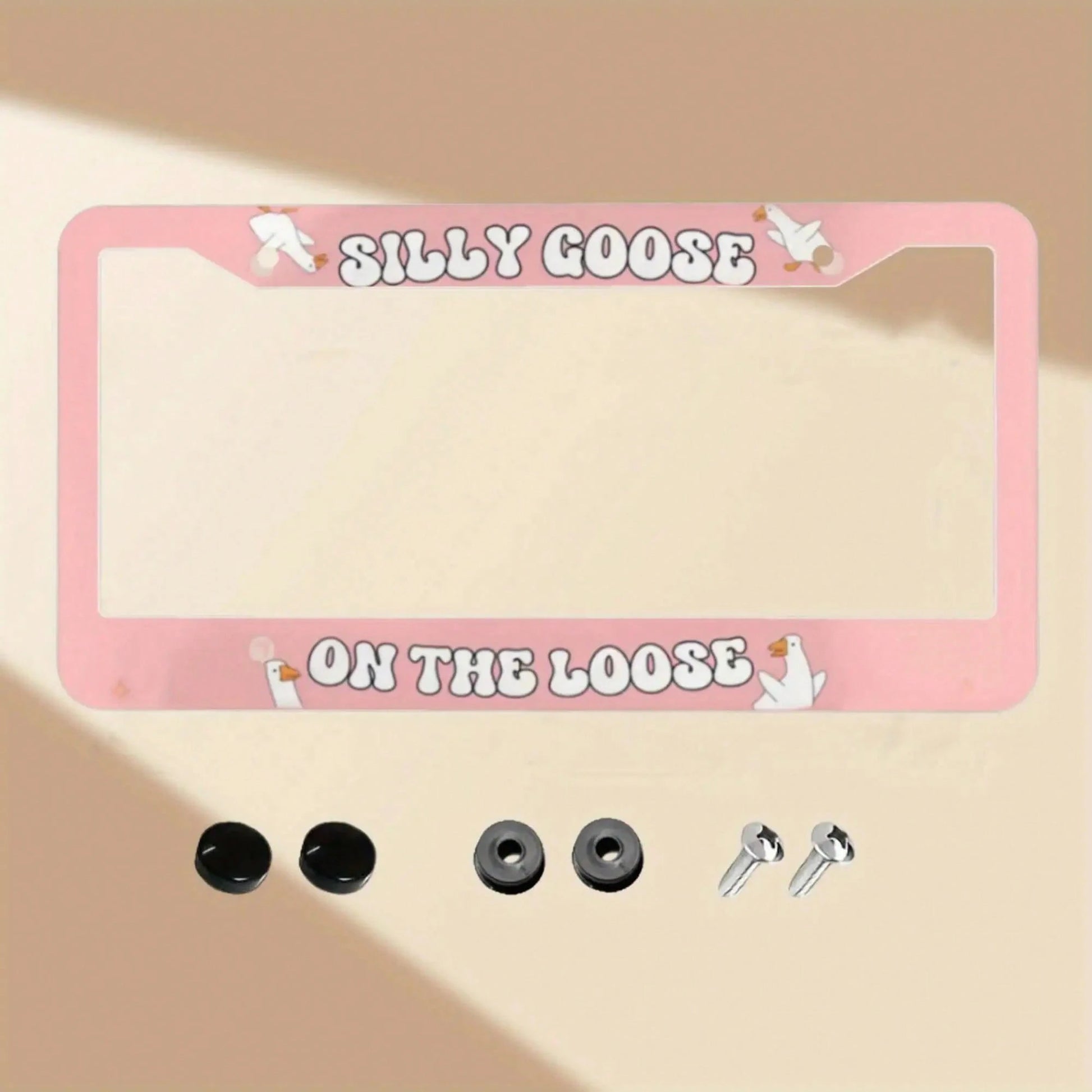 1 Piece Aluminum License Plate Frame, Funny "Wandering Goose" License Plate Frame, Cute Car Decoration, Fun Car Accessories For Girls, Z Generation Car Bumper Goose, Beginner Driving Gift, High-Qualit