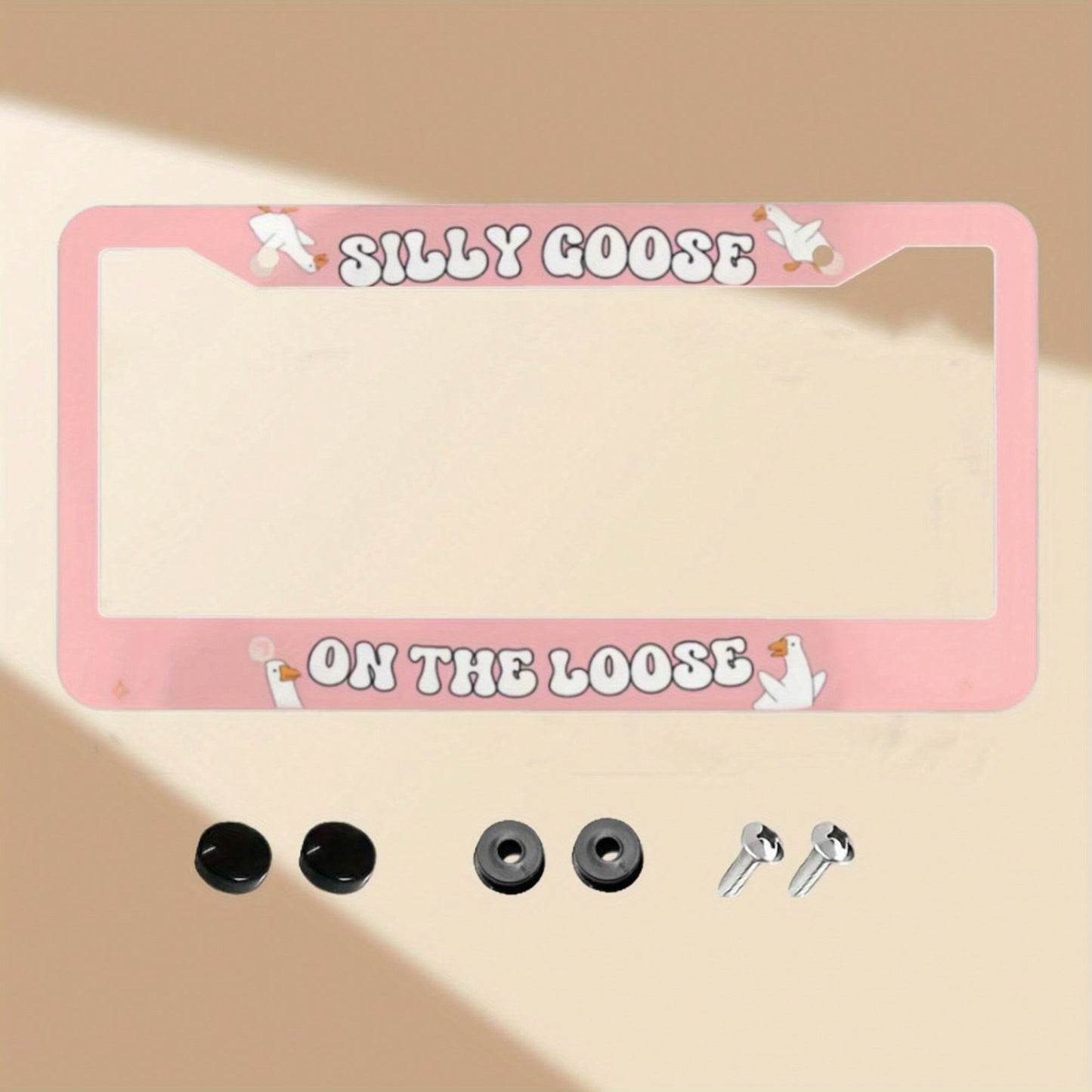 1 Piece Aluminum License Plate Frame, Funny "Wandering Goose" License Plate Frame, Cute Car Decoration, Fun Car Accessories For Girls, Z Generation Car Bumper Goose, Beginner Driving Gift, High-Qualit