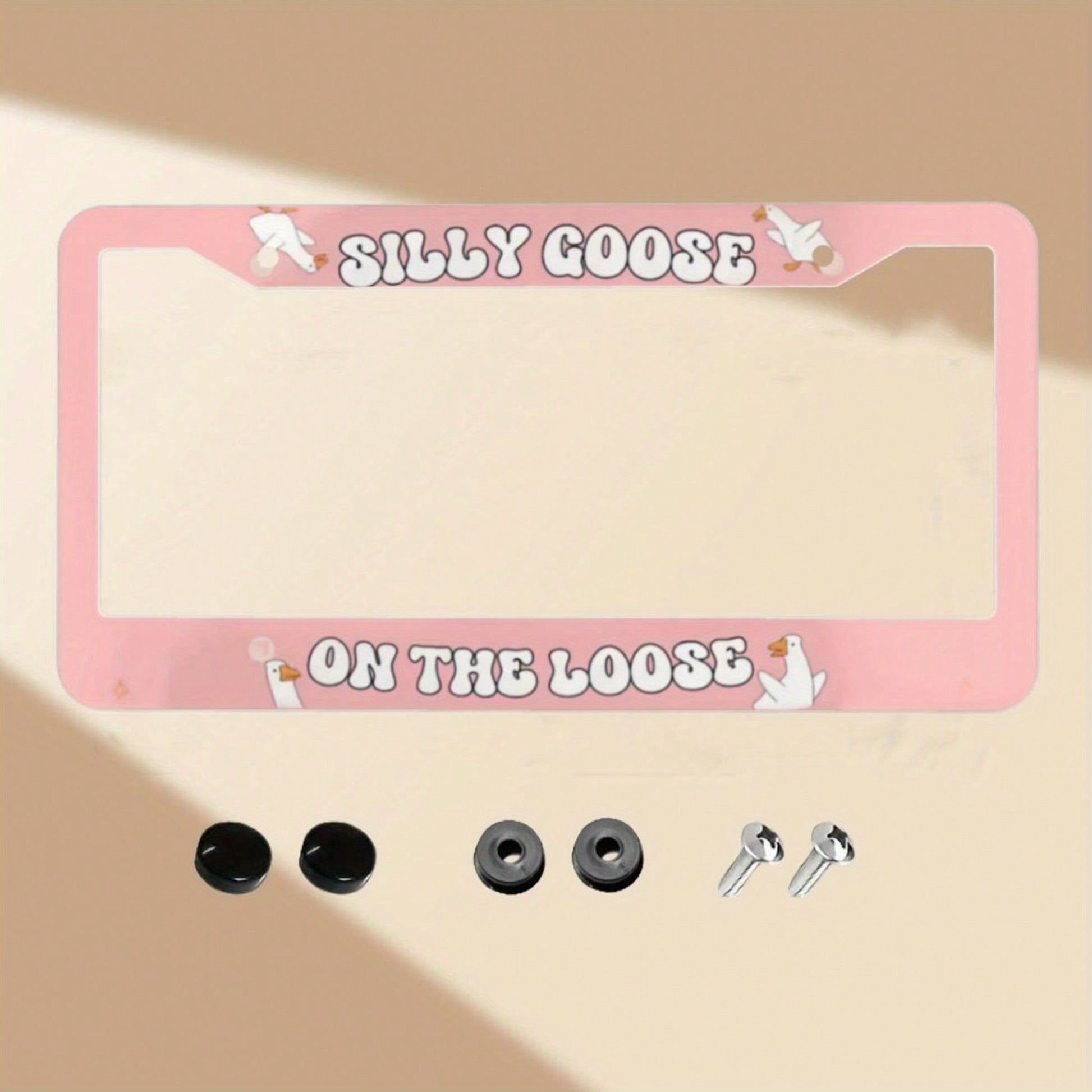 1 Piece Aluminum License Plate Frame, Funny "Wandering Goose" License Plate Frame, Cute Car Decoration, Fun Car Accessories For Girls, Z Generation Car Bumper Goose, Beginner Driving Gift, High-Qualit