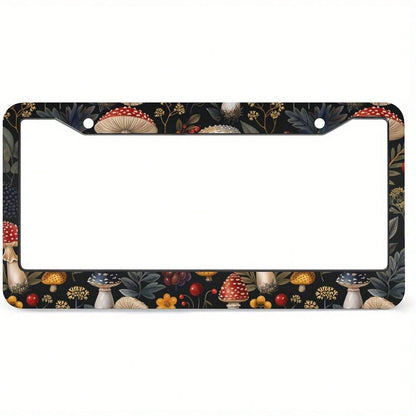 1 Piece, Cute And Humorous Metal License Plate Frame, Suitable For Car License Plates, Designed For Both Men And Women, Size 12x6inch, Featuring A Plant And Mushroom Pattern. These Decorative Covers A