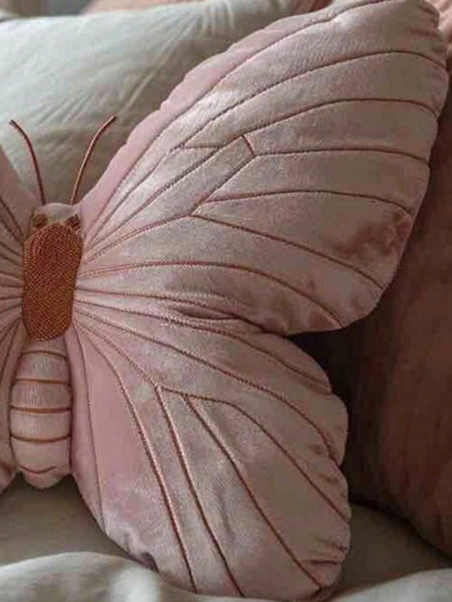 1 Piece, Pink Butterfly Pillow, Cute Girly Style Home Decoration Cushion, Soft Bedroom Living Room Sofa Decoration