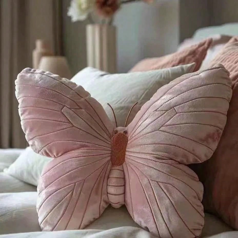 1 Piece, Pink Butterfly Pillow, Cute Girly Style Home Decoration Cushion, Soft Bedroom Living Room Sofa Decoration