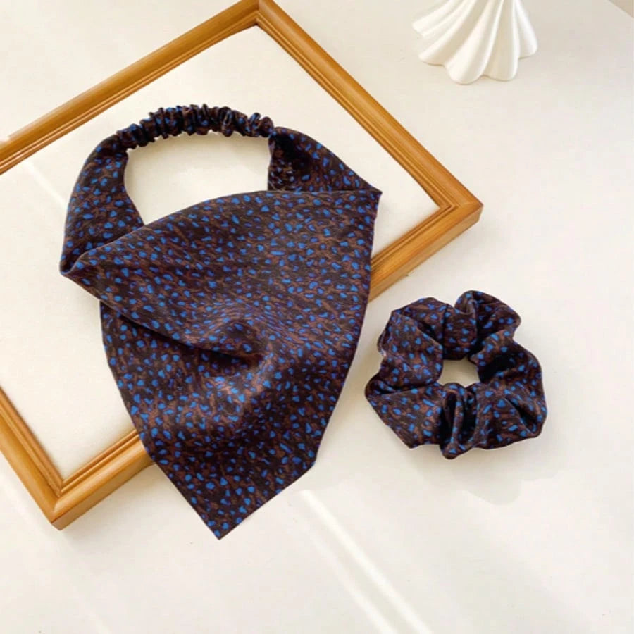 1-Piece Set Of Leopard Print Triangular Scarf Headband, Vintage Bandana Leggings With Elastic Ponytail Fixator, Bohemian Headscarf For Women And Girls, Soft And Lightweight Ponytail Hair Accessories