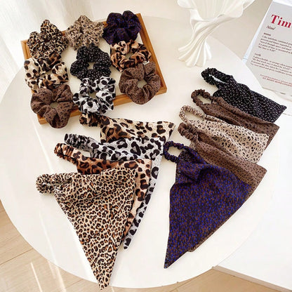 1-Piece Set Of Leopard Print Triangular Scarf Headband, Vintage Bandana Leggings With Elastic Ponytail Fixator, Bohemian Headscarf For Women And Girls, Soft And Lightweight Ponytail Hair Accessories