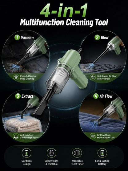 1 Portable Car Vacuum Cleaner With Strong Suction And Super Power, Waterproof, Can Clean Cat Hair And Pet Hair In Dry And Wet Environments, Multifunctional Portable Mini Handheld Model, Suitable For C