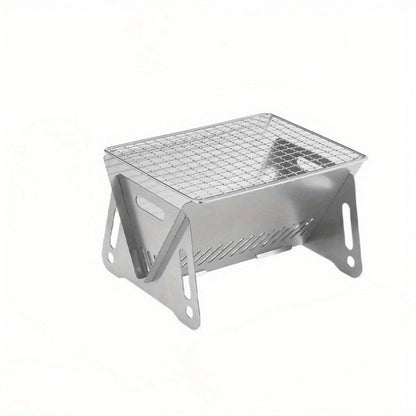 1 Portable Folding Campfire Stove- Durable Stainless Steel Outdoor Grill, Fire Pit, And Camping Stove- Lightweight Foldable Design, Easy To Assemble And Disassemble, Suitable Camping, Backyard Picni