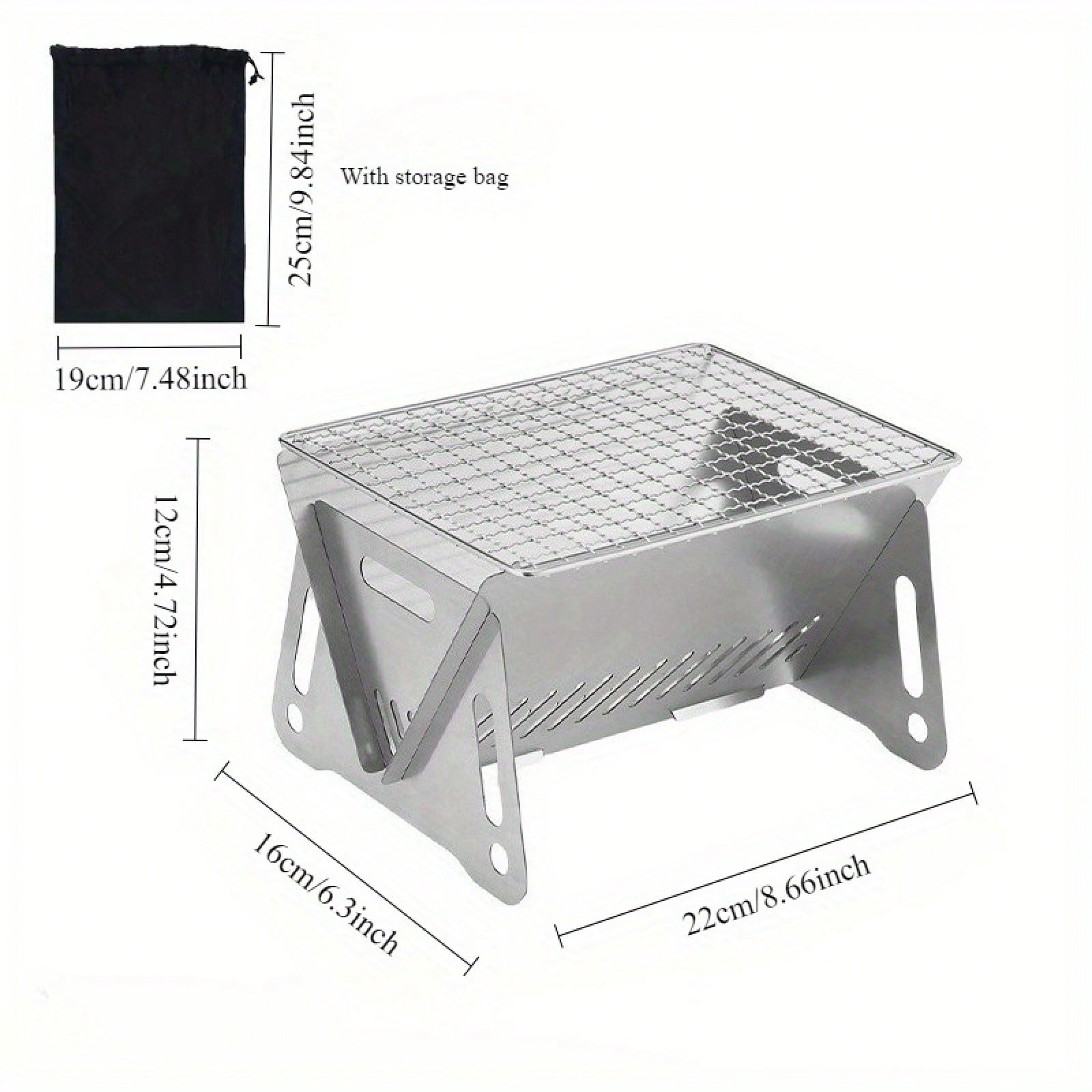 1 Portable Folding Campfire Stove- Durable Stainless Steel Outdoor Grill, Fire Pit, And Camping Stove- Lightweight Foldable Design, Easy To Assemble And Disassemble, Suitable Camping, Backyard Picni