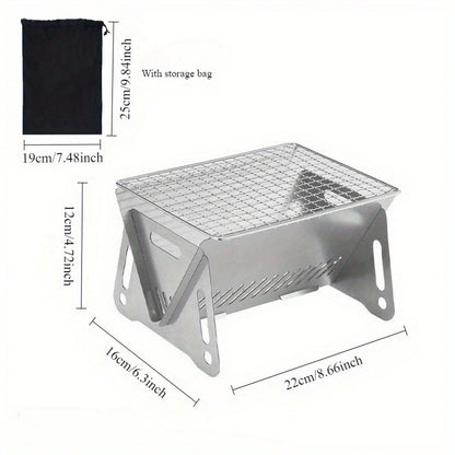 1 Portable Folding Campfire Stove- Durable Stainless Steel Outdoor Grill, Fire Pit, And Camping Stove- Lightweight Foldable Design, Easy To Assemble And Disassemble, Suitable Camping, Backyard Picni