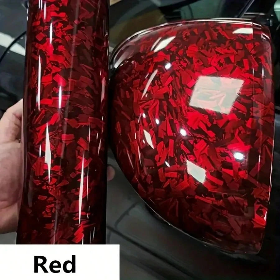 1 Roll Car PET Carbon Fiber Color Change Film, One-Time Self-Adhesive Bubble-Free Hydrophobic Film, UV Resistant, Waterproof, No Residue After Removal