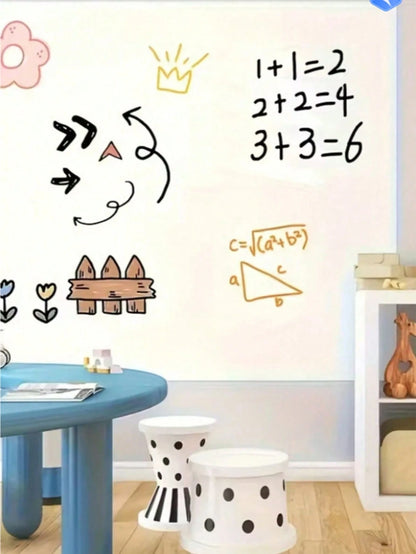 1 Roll Self-Adhesive Whiteboard Wall Sticker Set, Suitable For Office And Home Room Decor Canvas Message Board. Women's Office Desk Supplies, Teacher Classroom Essentials, Back To School College Must