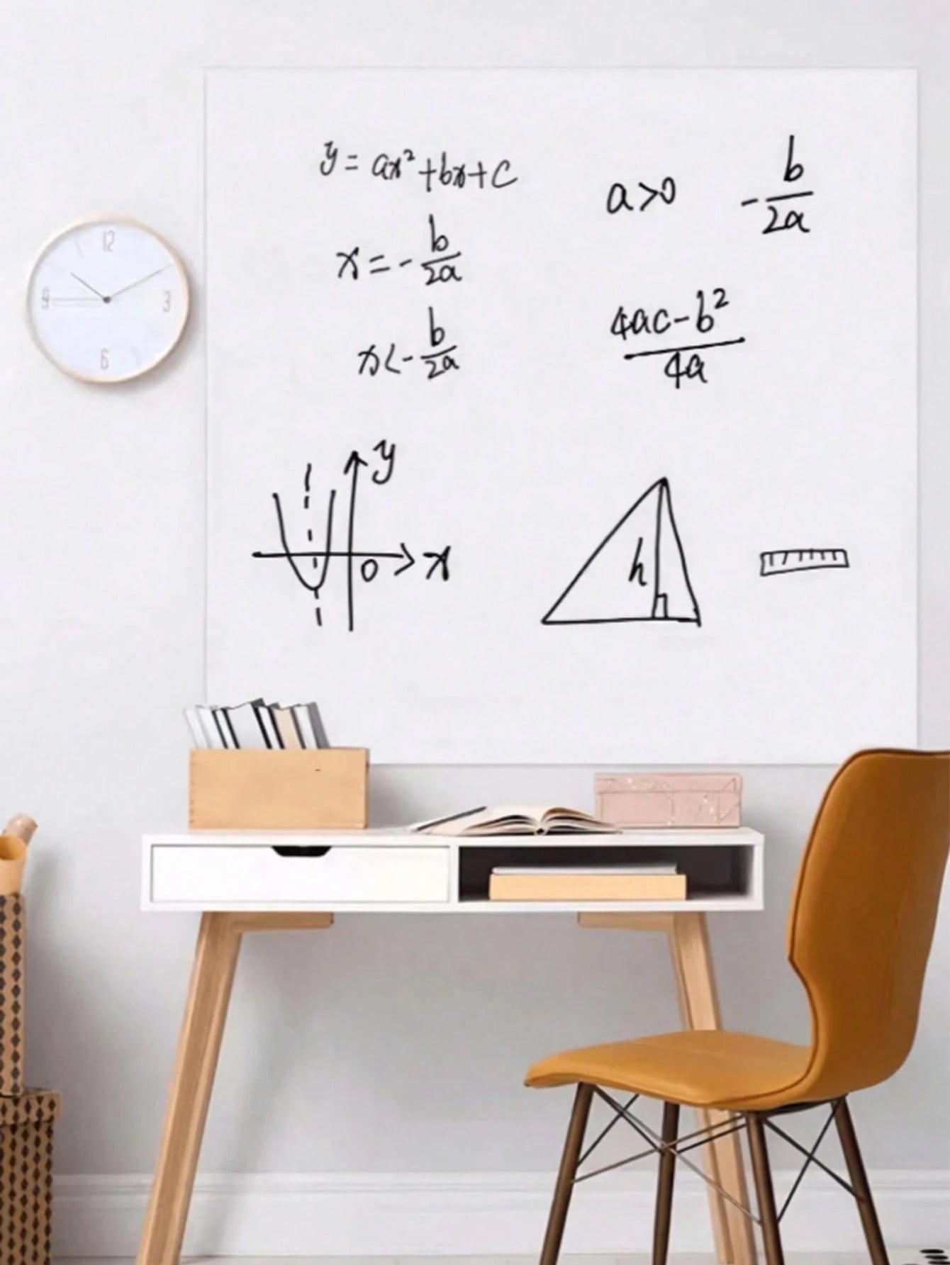 1 Roll Self-Adhesive Whiteboard Wall Sticker Set, Suitable For Office And Home Room Decor Canvas Message Board. Women's Office Desk Supplies, Teacher Classroom Essentials, Back To School College Must