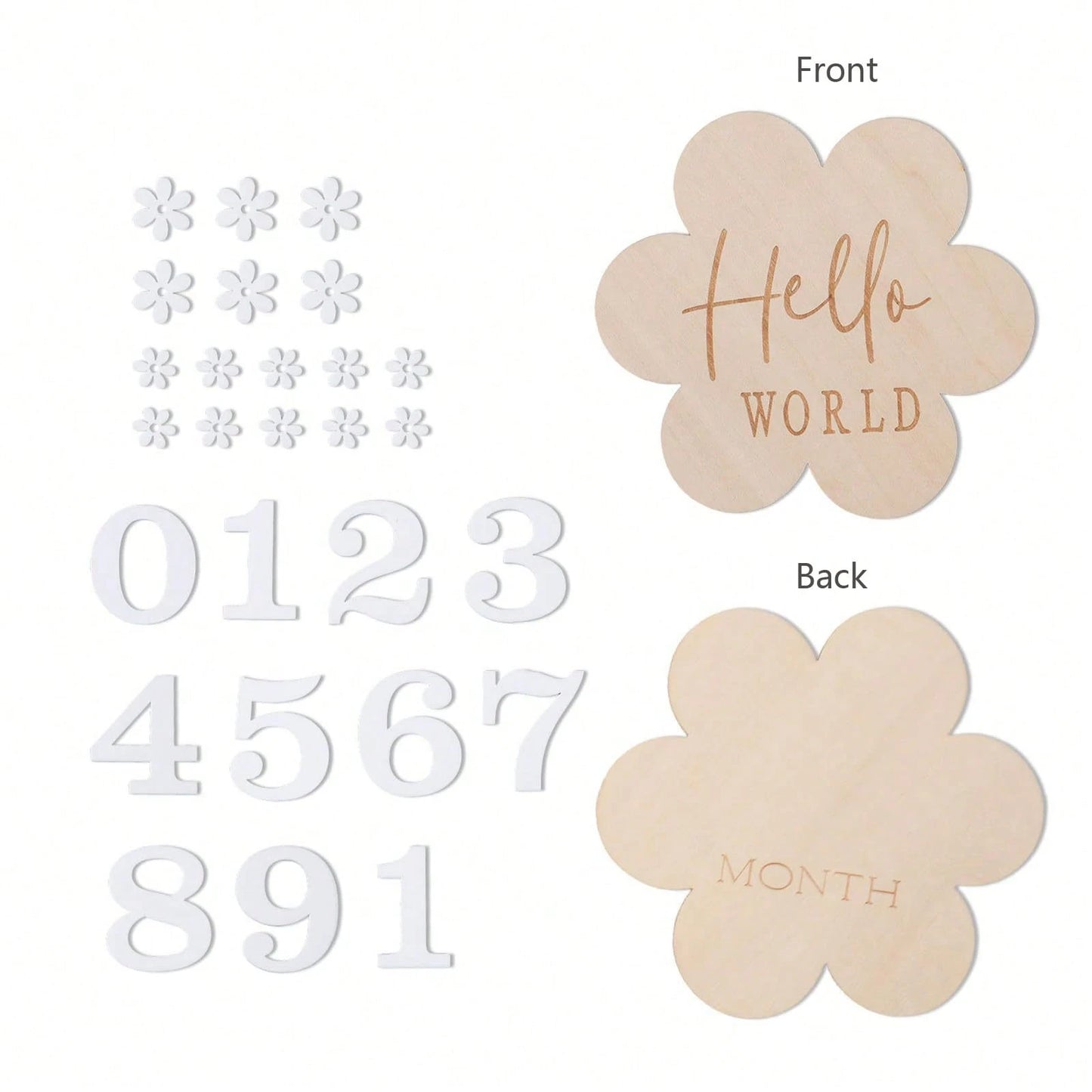 1 Set 1-12 Months Baby Wooden Flower Growth Milestone Photography Props, Commemorative Photo Props, Double-Sided Milestone Hanging Baby Monthly Growth Milestone Cards, Wooden Newborn Monthly Growth Mi