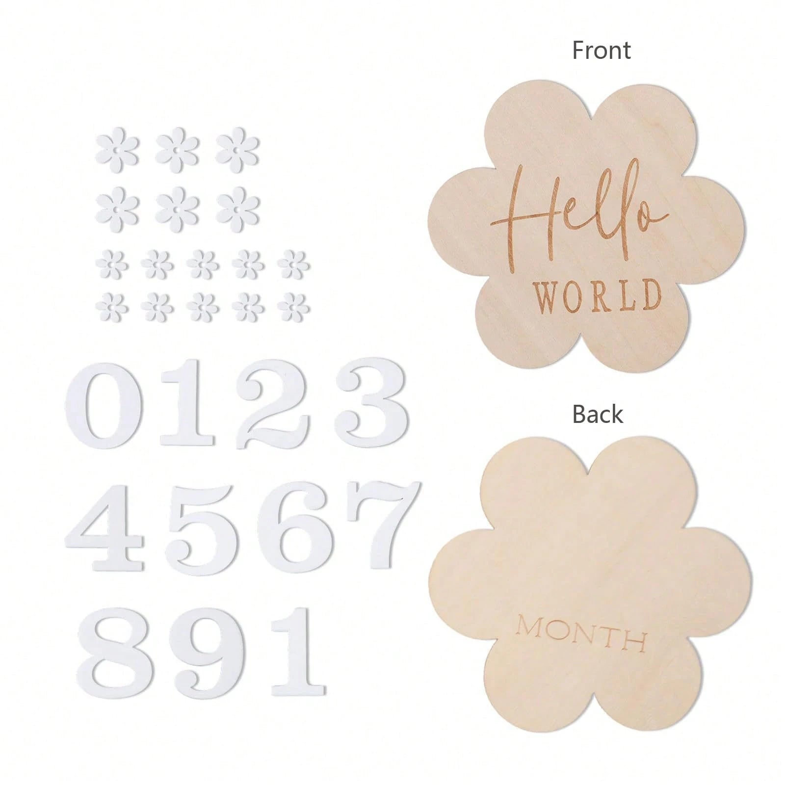 1 Set 1-12 Months Baby Wooden Flower Growth Milestone Photography Props, Commemorative Photo Props, Double-Sided Milestone Hanging Baby Monthly Growth Milestone Cards, Wooden Newborn Monthly Growth Mi