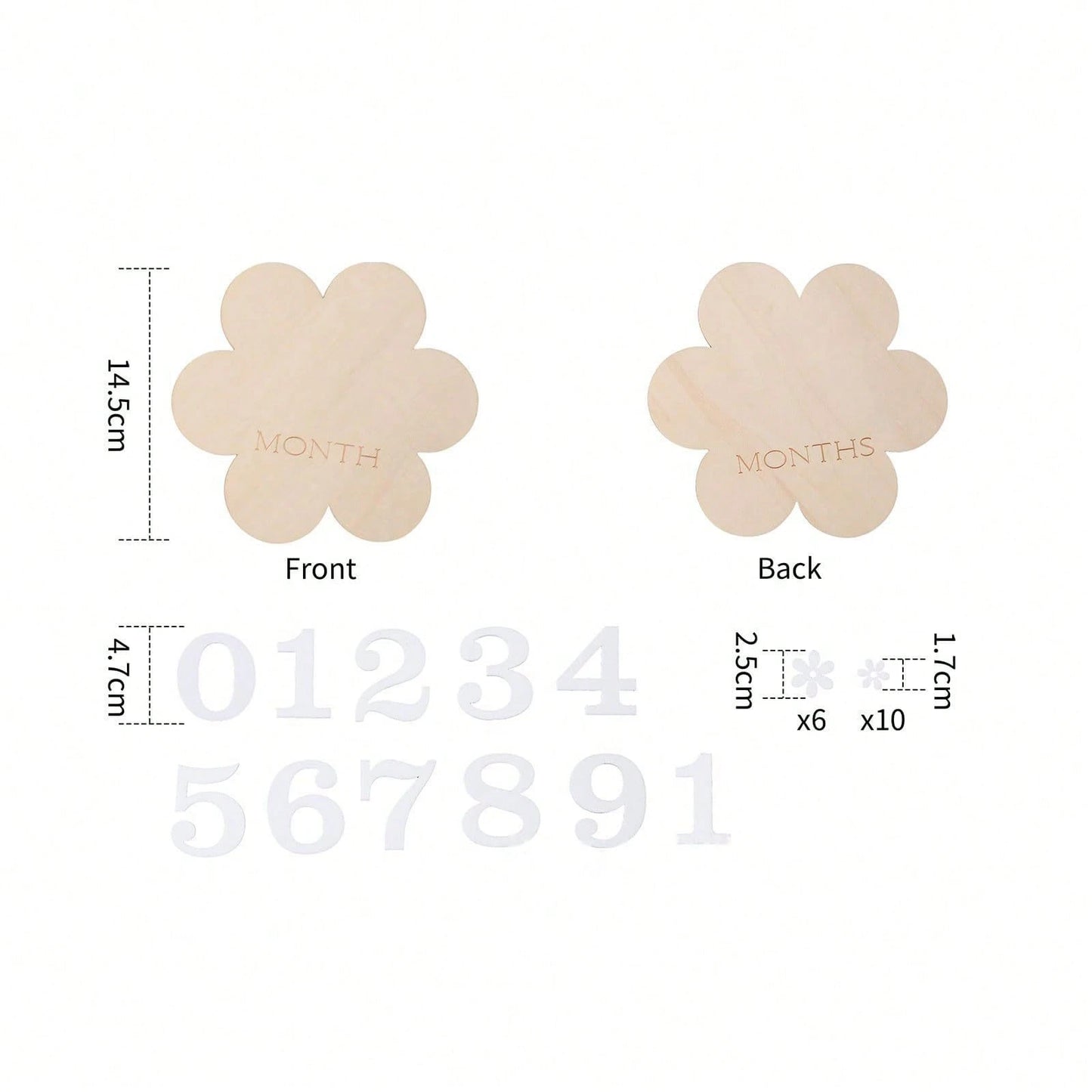 1 Set 1-12 Months Baby Wooden Flower Growth Milestone Photography Props, Commemorative Photo Props, Double-Sided Milestone Hanging Baby Monthly Growth Milestone Cards, Wooden Newborn Monthly Growth Mi
