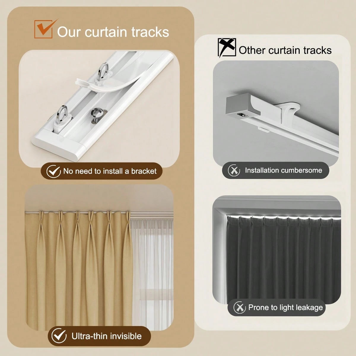 1 Set Invisible Ultra-Thin Curtain Track- Adjustable Spliced Shower Curtain Track, Ceiling Mounted Curtain Sliding Single Track, Silent Sliding, Suitable For Home And Bathroom