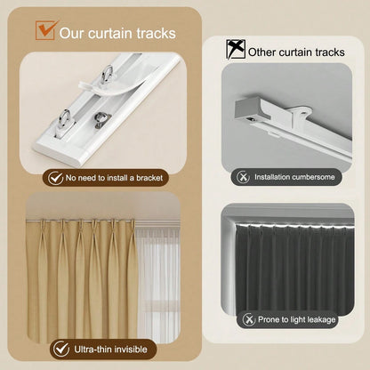1 Set Invisible Ultra-Thin Curtain Track- Adjustable Spliced Shower Curtain Track, Ceiling Mounted Curtain Sliding Single Track, Silent Sliding, Suitable For Home And Bathroom