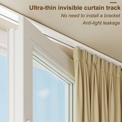 1 Set Invisible Ultra-Thin Curtain Track- Adjustable Spliced Shower Curtain Track, Ceiling Mounted Curtain Sliding Single Track, Silent Sliding, Suitable For Home And Bathroom