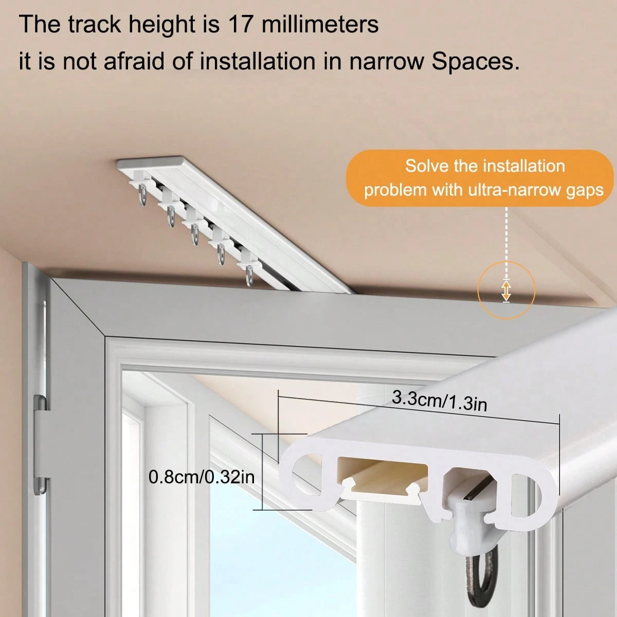 1 Set Invisible Ultra-Thin Curtain Track- Adjustable Spliced Shower Curtain Track, Ceiling Mounted Curtain Sliding Single Track, Silent Sliding, Suitable For Home And Bathroom