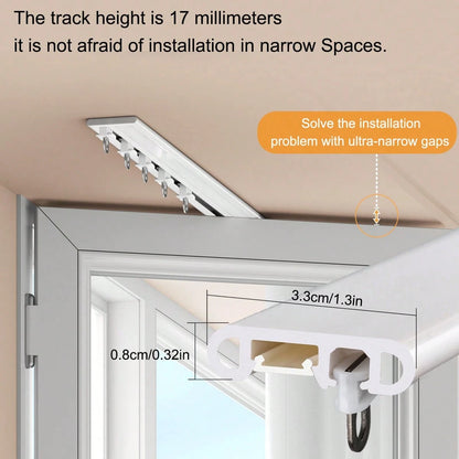 1 Set Invisible Ultra-Thin Curtain Track- Adjustable Spliced Shower Curtain Track, Ceiling Mounted Curtain Sliding Single Track, Silent Sliding, Suitable For Home And Bathroom