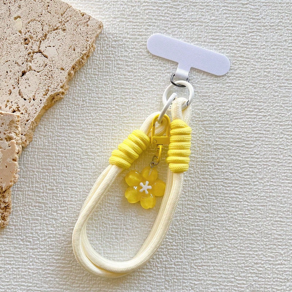 1 Set Jelly Sakura Pendant Keychain, Short Braided Phone Lanyard Wrist Strap, Universal Phone Case Charm Accessories For Women