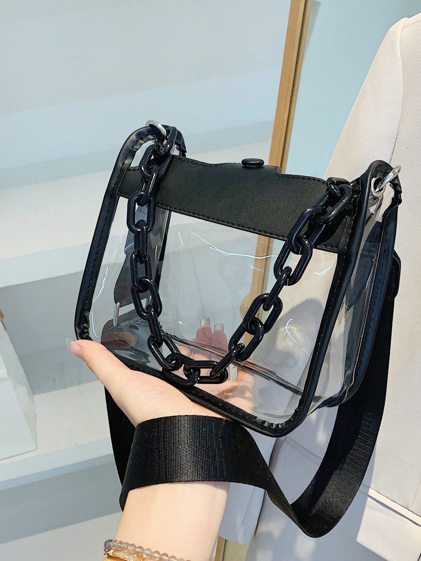1 Set Transparent Bag With Coin Purse, Waterproof PVC Mini Square Bag, In 2026, Versatile Large Capacity Crossbody Bag