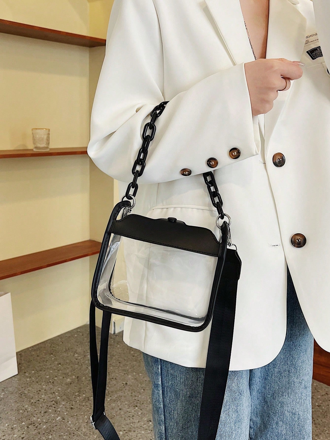 1 Set Transparent Bag With Coin Purse, Waterproof PVC Mini Square Bag, In 2026, Versatile Large Capacity Crossbody Bag