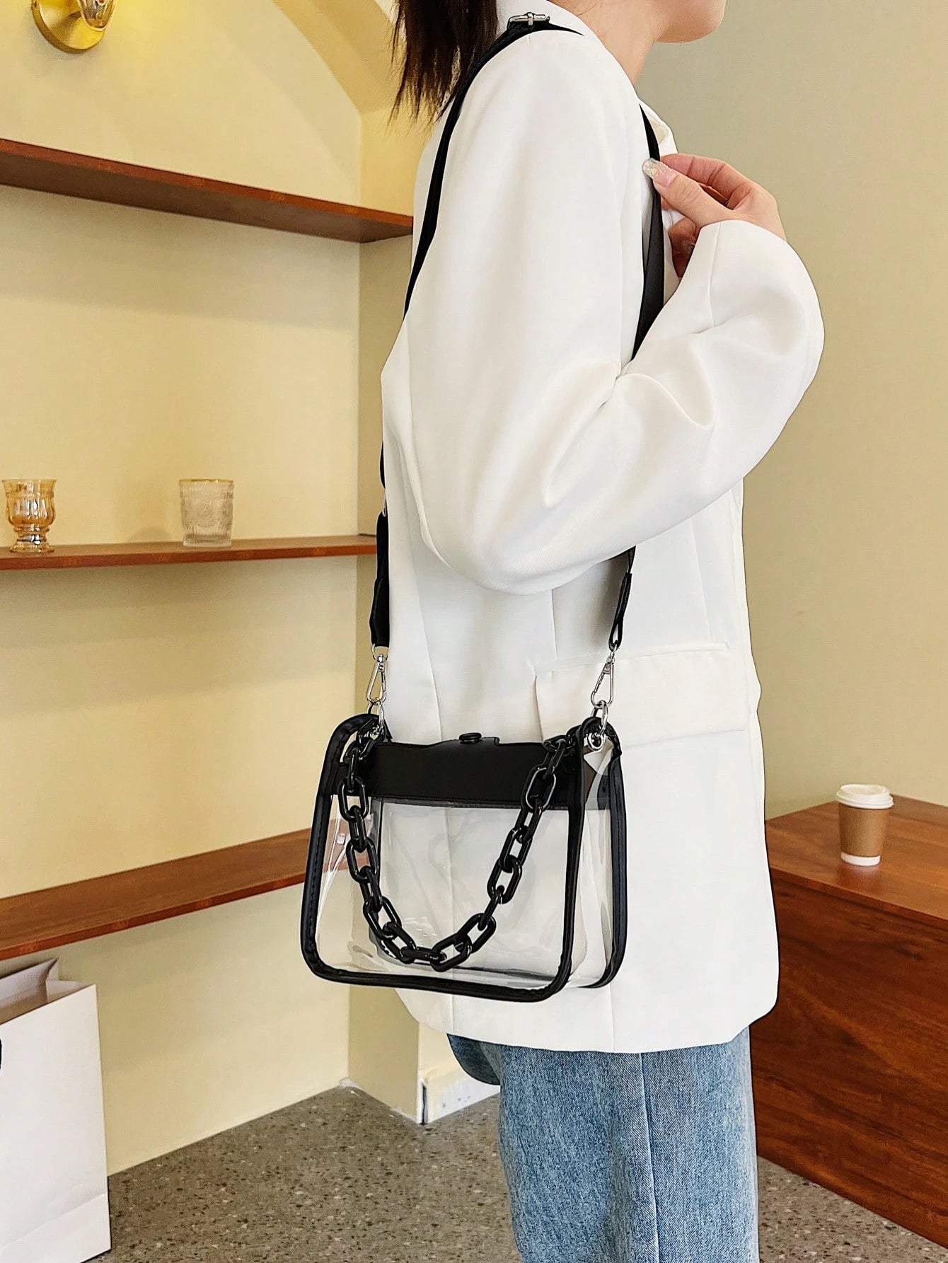 1 Set Transparent Bag With Coin Purse, Waterproof PVC Mini Square Bag, In 2026, Versatile Large Capacity Crossbody Bag