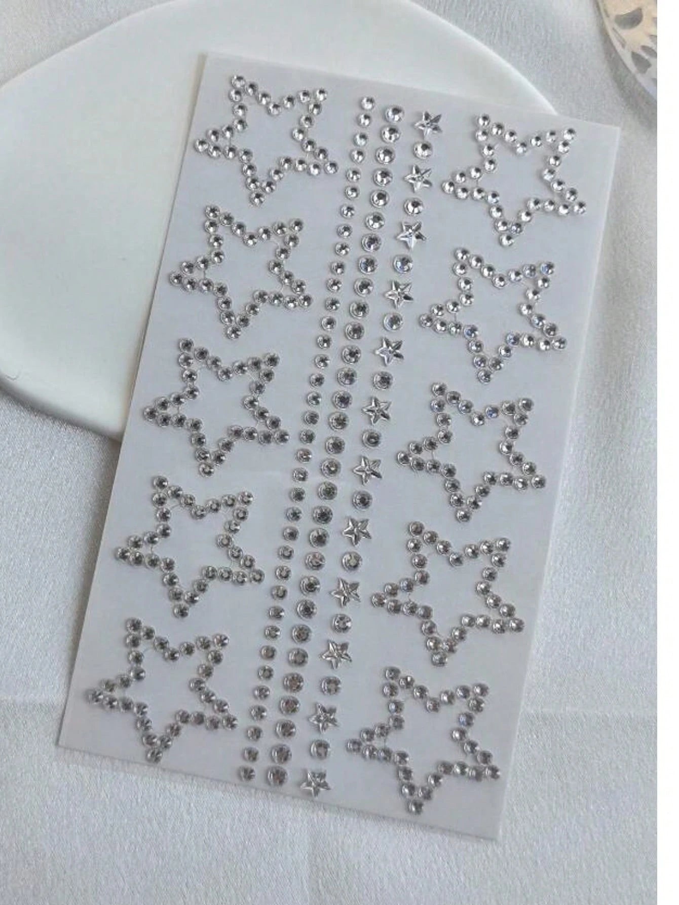 1 Sheet 10pcs Stars Rhinestone Stickers, Silver Glitter Bling Sticker Self Adhesive Crystal Star Sticker For Face, Hair, Makeup, Body, Crafts, Festival Decal Decoraton, 1 Sheets,Concert Look,Face Gem