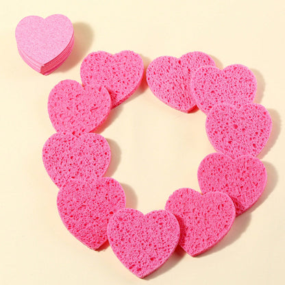 10/30/50 Pcs Compressed Heart-Shaped Facial Sponges For Cleaning, Natural Face Cleansing Sponge Pads For Exfoliation, Suitable For Home And Travel Use