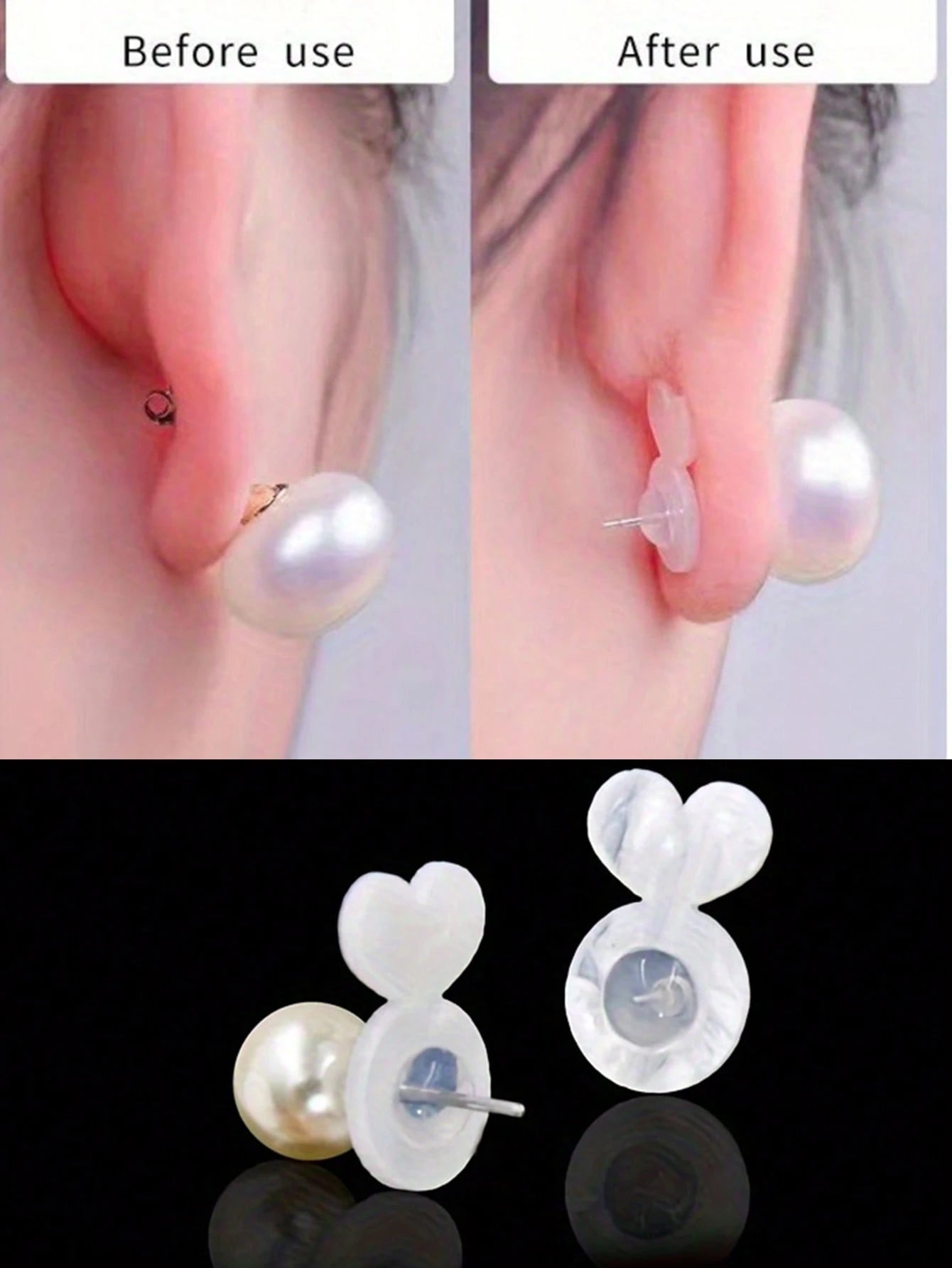 10/30/50pcs Heart-Shaped Silicone Earring Backs, Suitable For Heavy Earrings, Invisible Lift Support Pads, Prevent Earlobe Sagging, Secure Ear Studs And Dangle Earrings Lifter