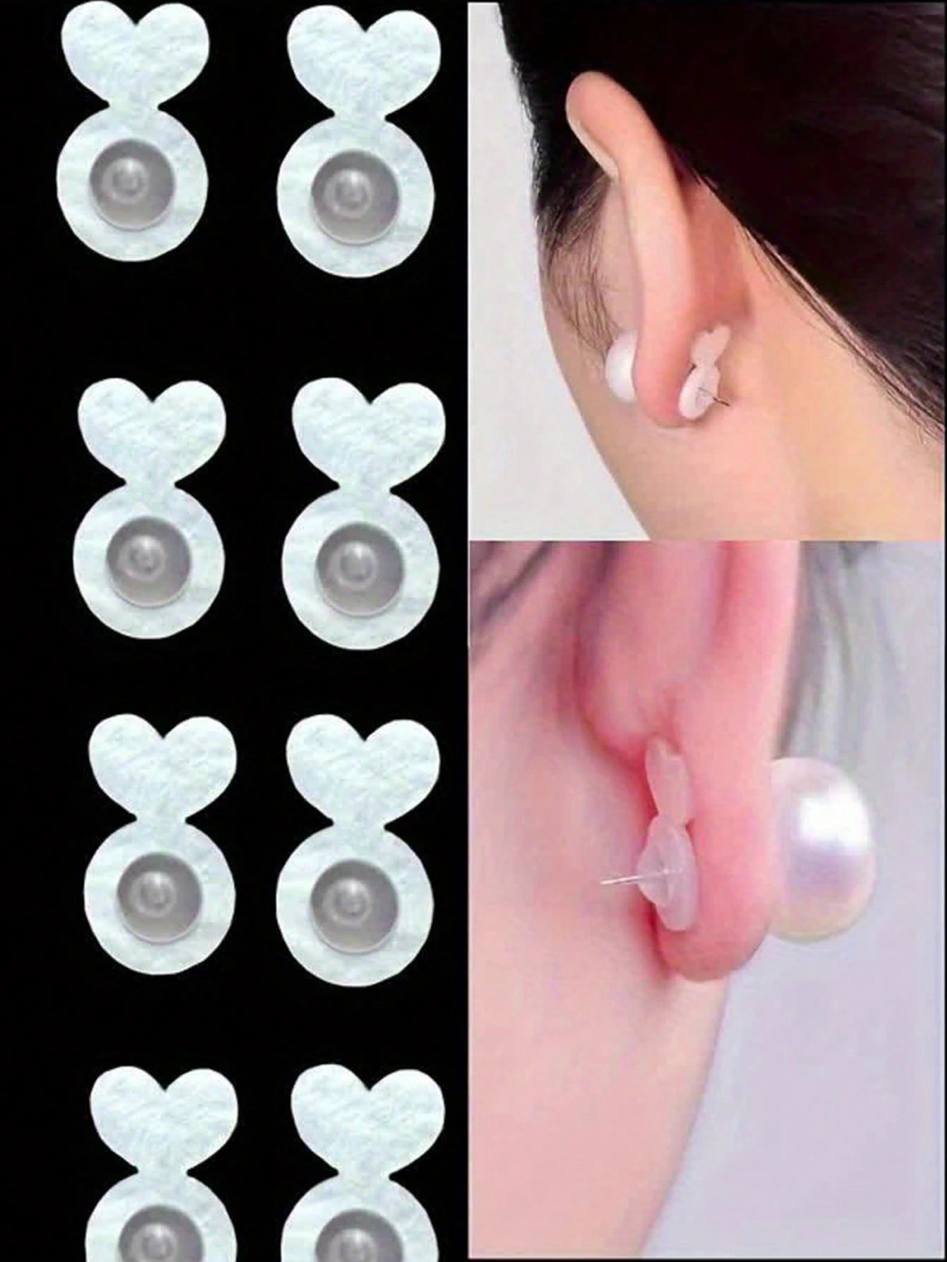 10/30/50pcs Heart-Shaped Silicone Earring Backs, Suitable For Heavy Earrings, Invisible Lift Support Pads, Prevent Earlobe Sagging, Secure Ear Studs And Dangle Earrings Lifter