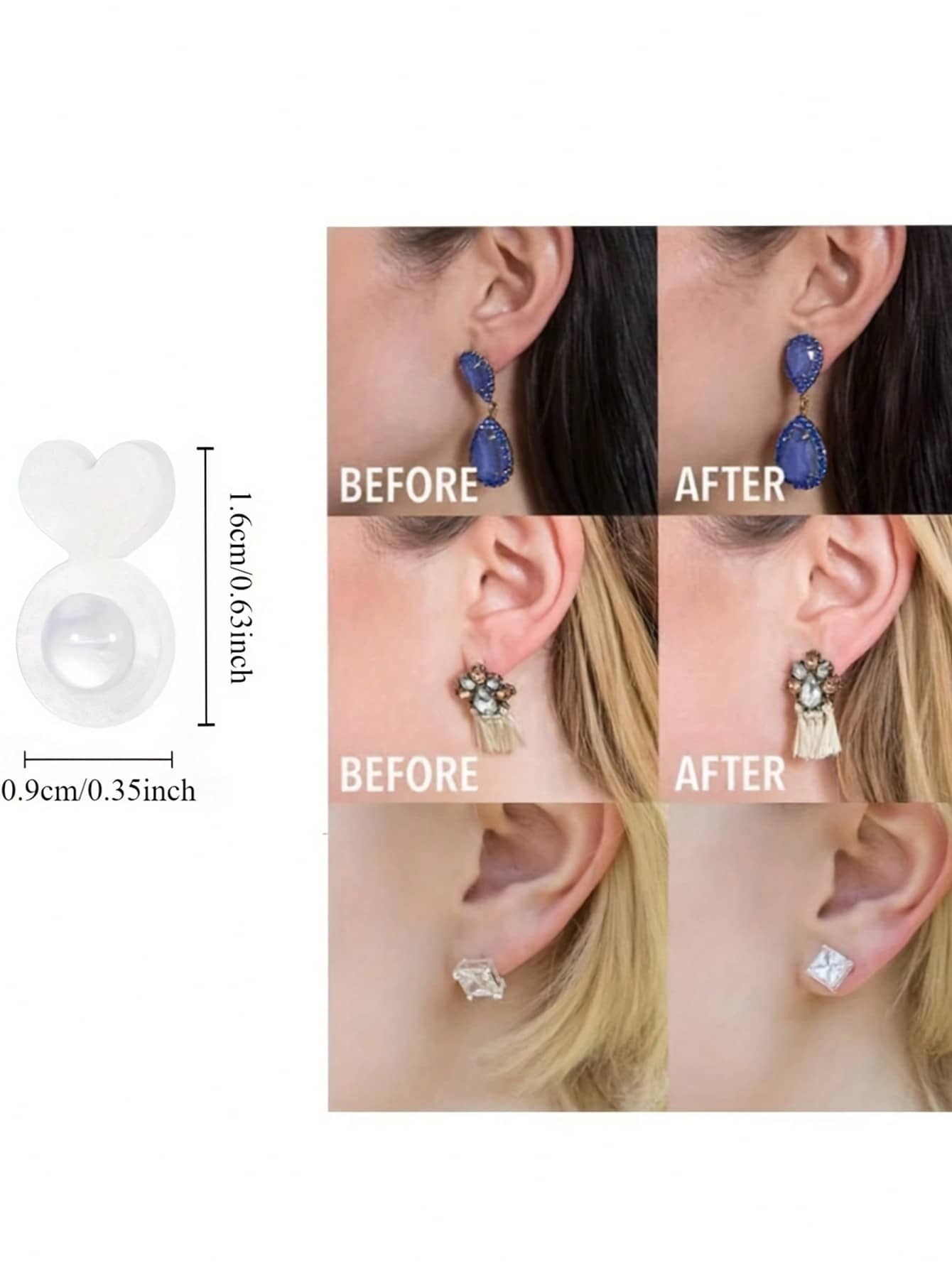 10/30/50pcs Heart-Shaped Silicone Earring Backs, Suitable For Heavy Earrings, Invisible Lift Support Pads, Prevent Earlobe Sagging, Secure Ear Studs And Dangle Earrings Lifter